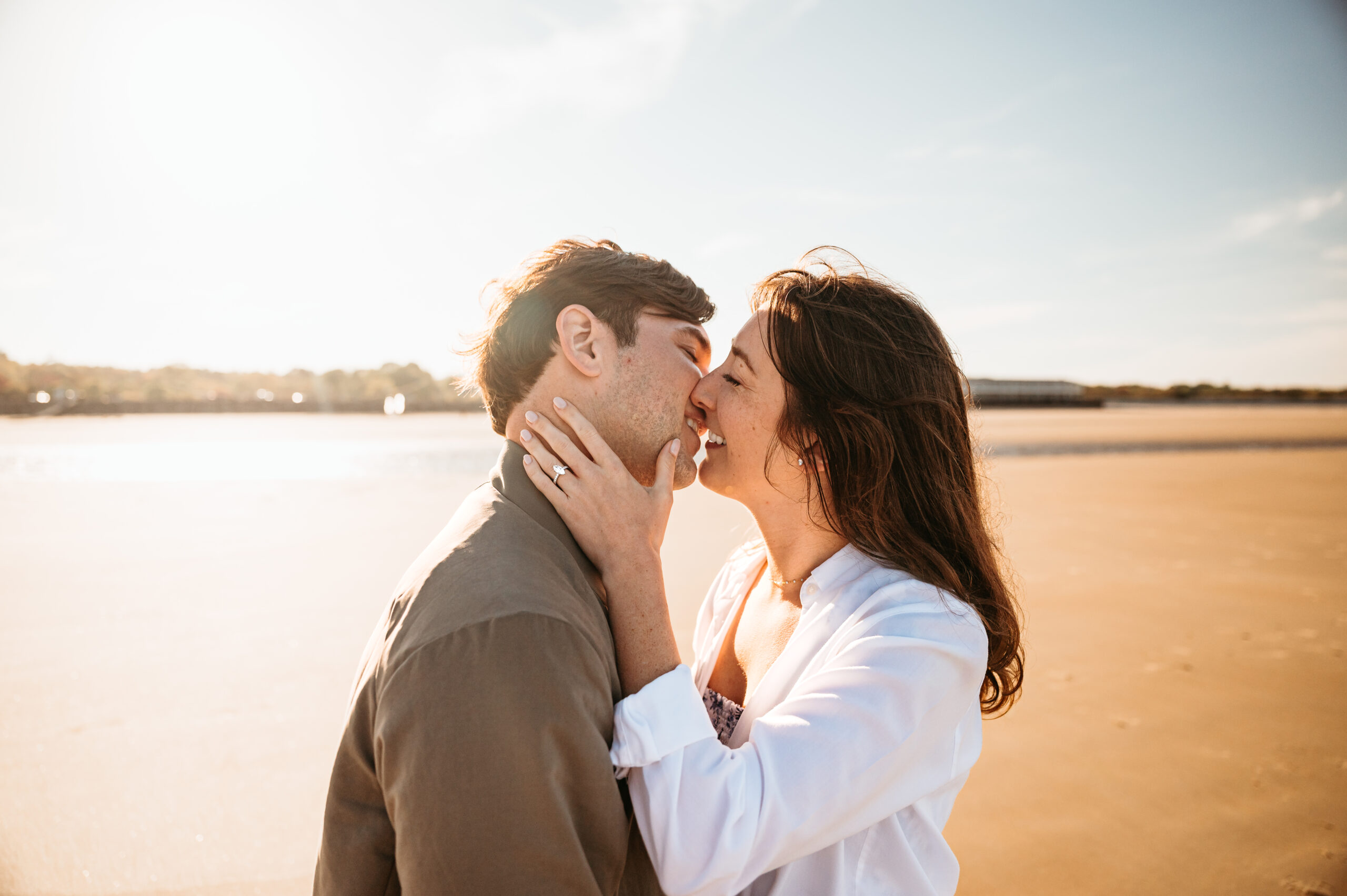 Romantic engagement photos on Ogunquit Beach
